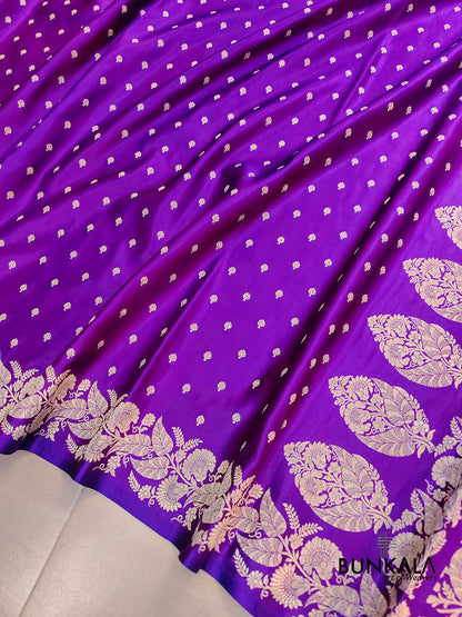 Purple Buti Handloom Banarasi Pure Mashru Silk Saree