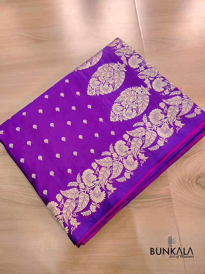 Purple Buti Handloom Banarasi Pure Mashru Silk Saree
