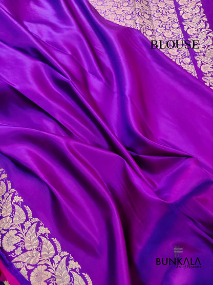 Purple Buti Handloom Banarasi Pure Mashru Silk Saree