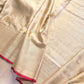 Beige Floral Jaal Ektara Jamewar Hand Weaved Banarasi Pure Mashru Tissue Silk Saree