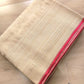 Beige Floral Jaal Ektara Jamewar Hand Weaved Banarasi Pure Mashru Tissue Silk Saree
