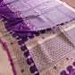 Purple Modern Design Meenakari Kadwa Hand Weaved Banarasi Pure Katan Silk Saree
