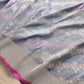 Pastel Grey Meenakari Jaal Kadwa Hand Weaved Banarasi Pure Katan Silk Saree