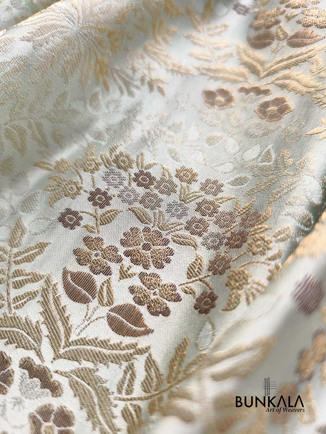 Pastel Ice Blue Brocade Meenakari Banarasi Mashru Silk Saree