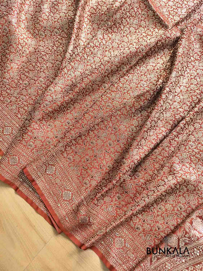 Cheeku Brown All Over Jaal Brocade Weaved Banarasi Mashru Silk Saree