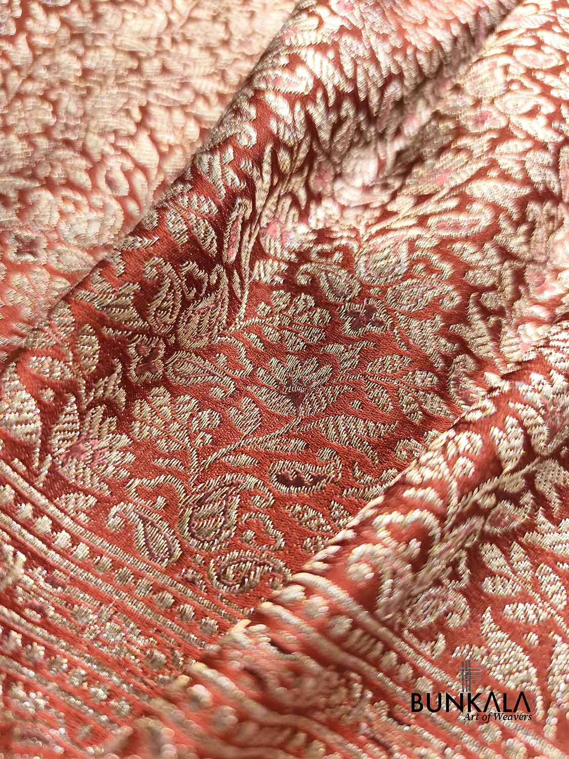 Cheeku Brown All Over Jaal Brocade Weaved Banarasi Mashru Silk Saree