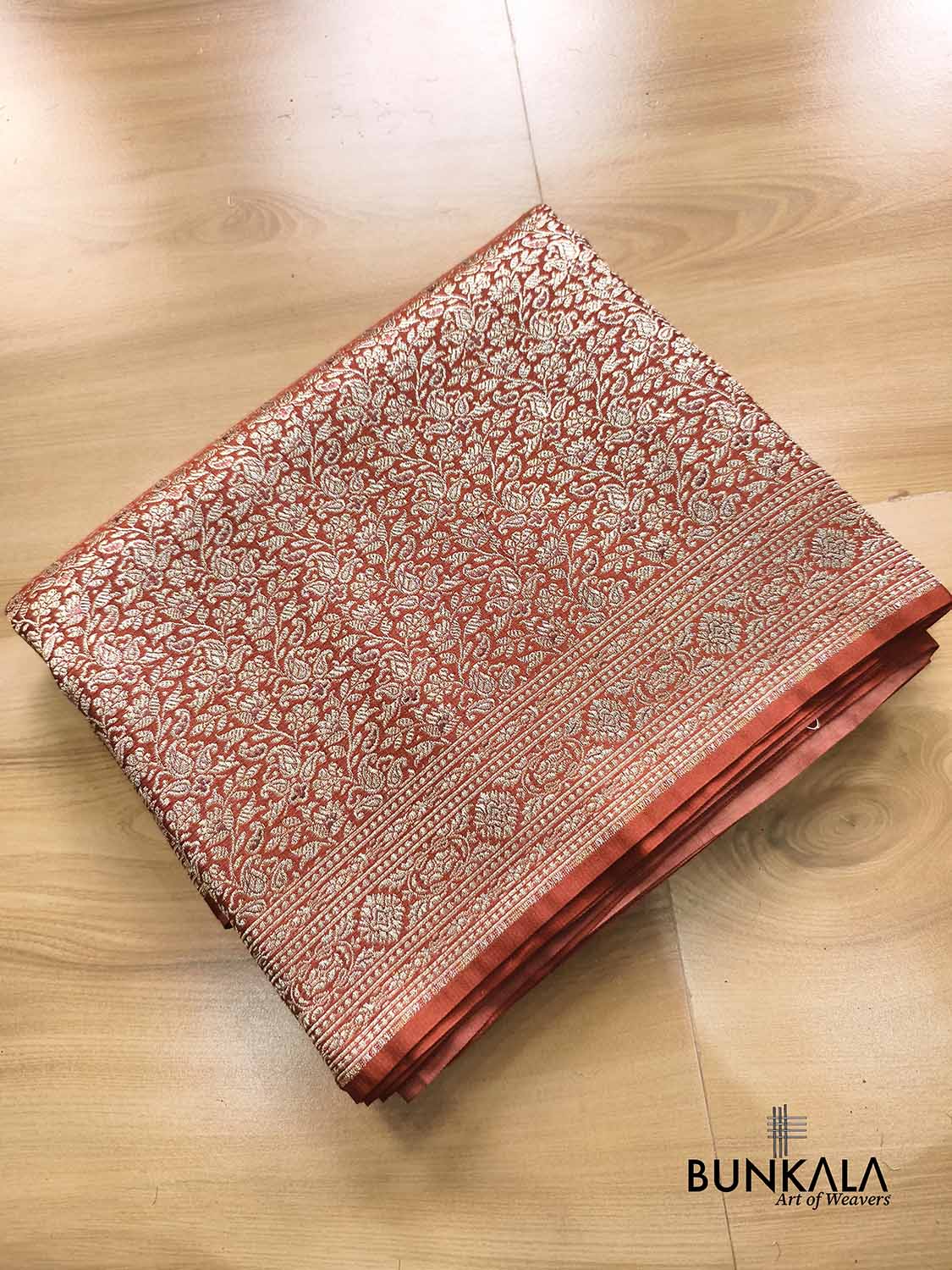 Cheeku Brown All Over Jaal Brocade Weaved Banarasi Mashru Silk Saree