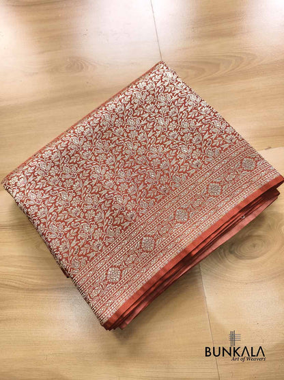 Cheeku Brown All Over Jaal Brocade Weaved Banarasi Mashru Silk Saree