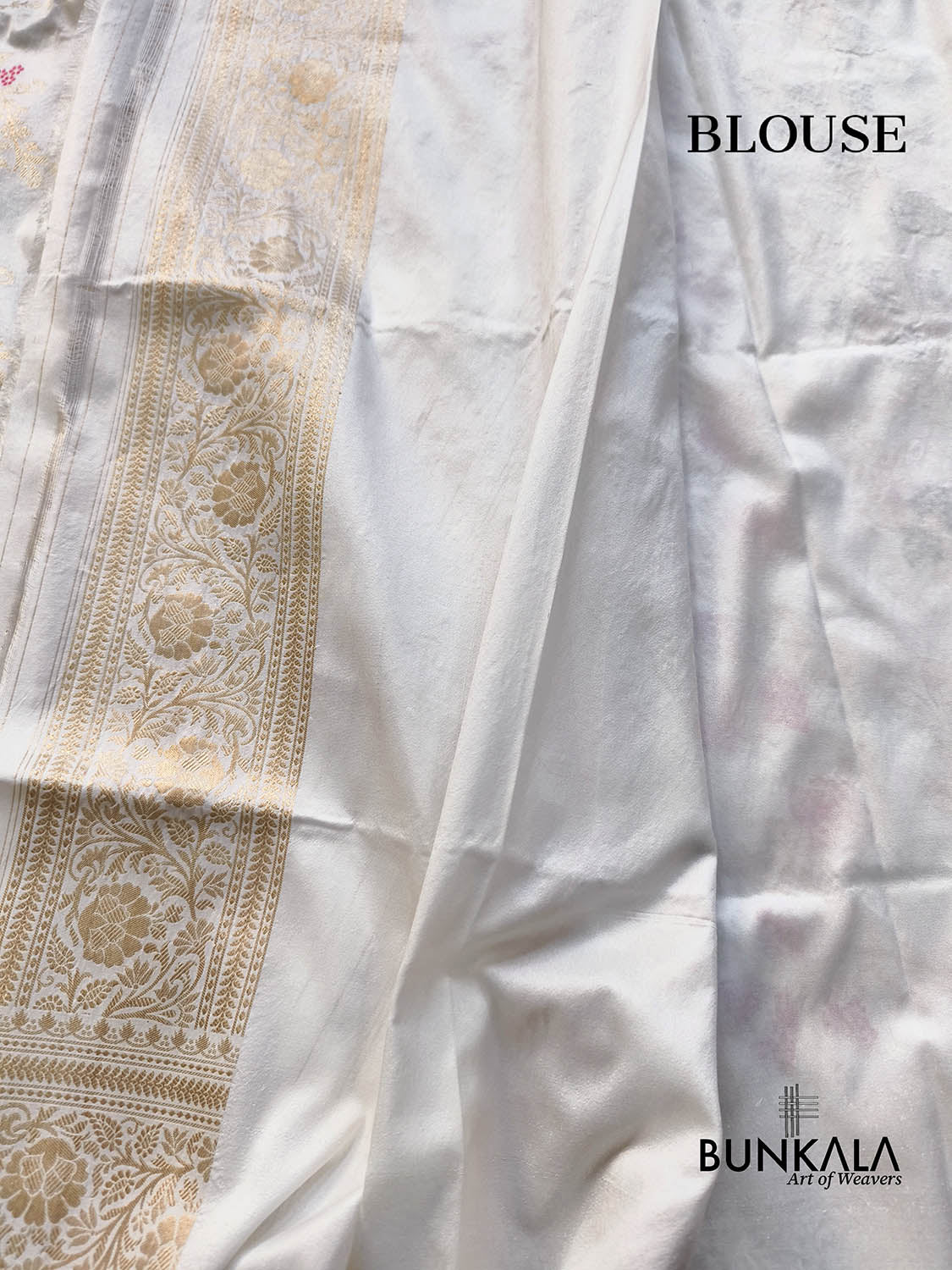 White Meena Intricate Floral Jaal Handloom Banarasi Pure Katan Silk Saree