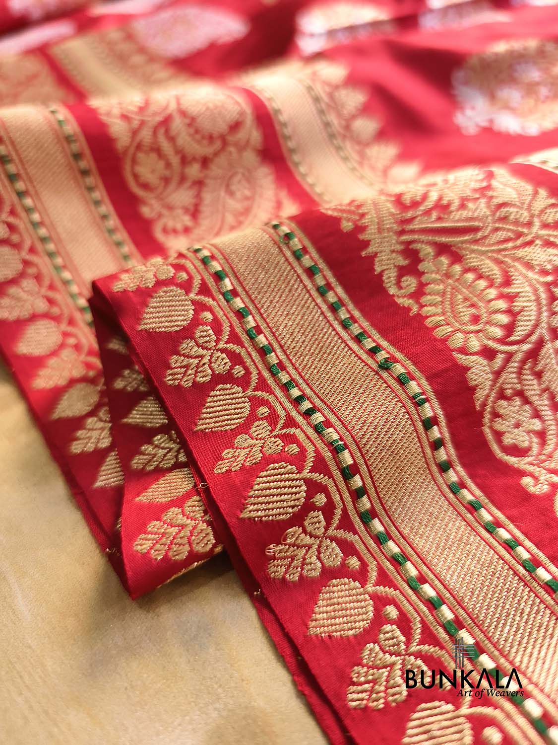 Bridal Red Paisley Sona Rupa Buta Handloom Banarasi Pure Katan Silk Saree