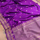 Two Tone Purple Pure Katan Silk Kadwa Handweaved Allover Small Flower Buti Banarasi Saree with Meenakari Border