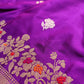 Two Tone Purple Pure Katan Silk Kadwa Handweaved Allover Small Flower Buti Banarasi Saree with Meenakari Border