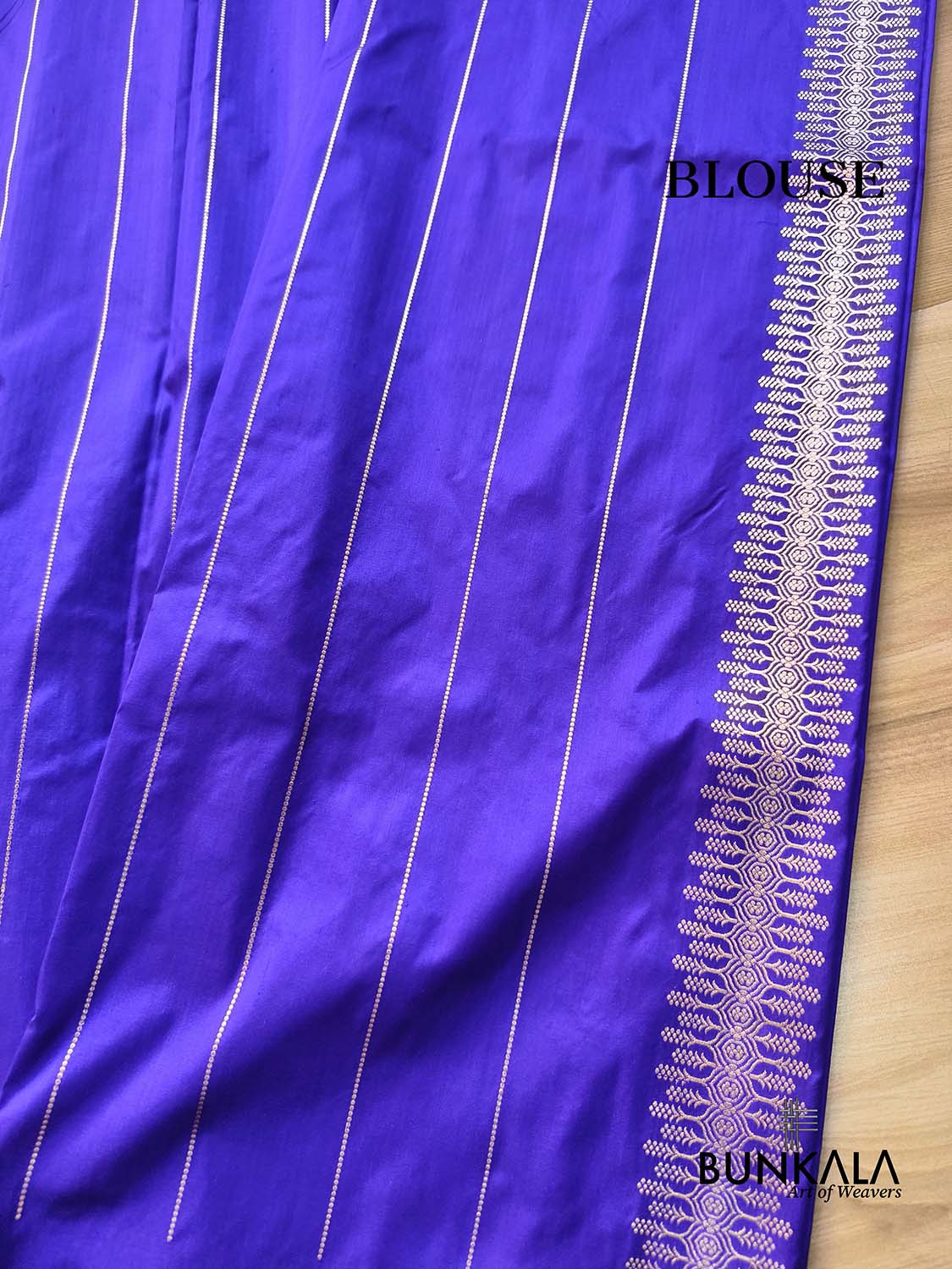 Bluish Purple Sona Rupa Flower Meena Kadwa Handwoven Buti Banarasi Pure Katan Silk Saree