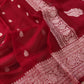Maroon Pure Khaddi Chiffon Allover Silver Zari Buti Handloom Banarasi Saree