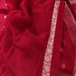 Maroon Pure Khaddi Chiffon Allover Silver Zari Buti Handloom Banarasi Saree