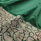 Bottle Green Meenakari Border Plain Handloom Banarasi Pure Katan Silk Saree