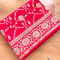 Two Tone Pink Floral Jaal Design Silk Banarasi Saree