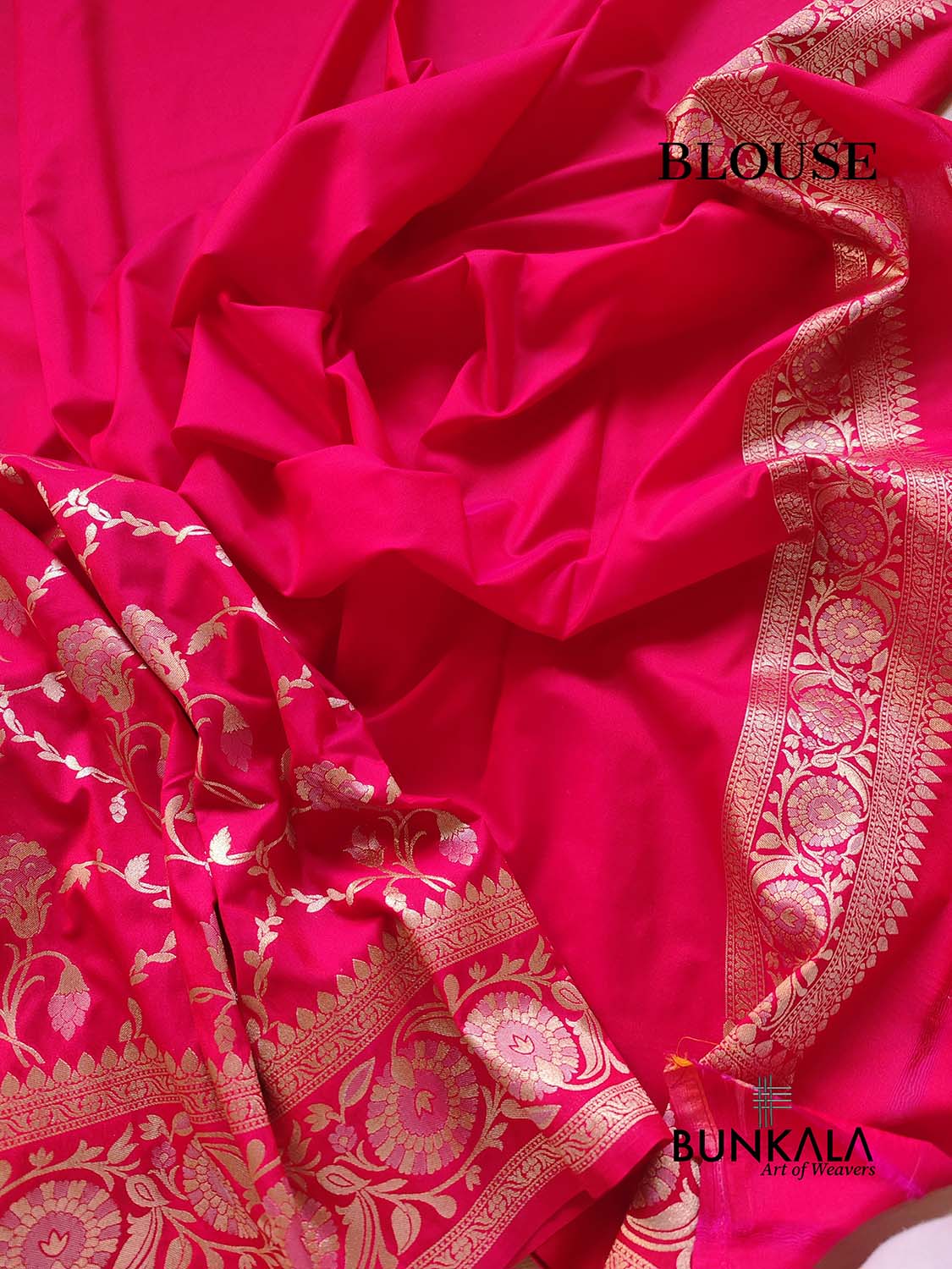 Two Tone Pink Floral Jaal Design Silk Banarasi Saree