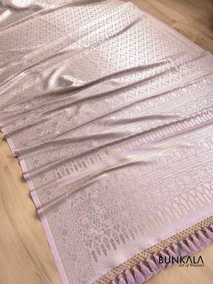 Lavender Mashru Silk Brocade Weaved Banarasi Saree