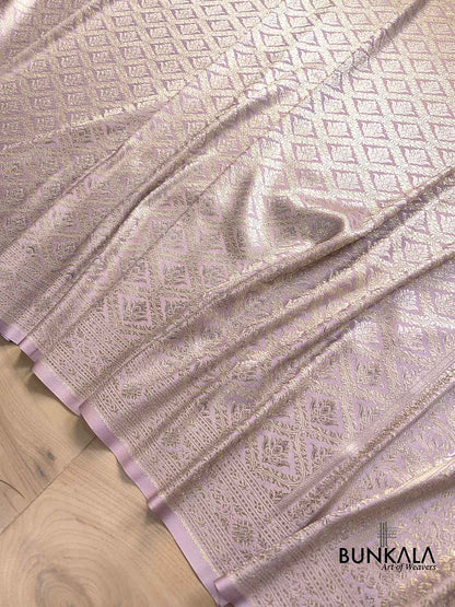 Lavender Mashru Silk Brocade Weaved Banarasi Saree