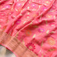 Peach Tilfi Meenakari Jaal Banarasi Pure Georgette Saree
