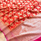 Orange Floral Jaal Banarasi Pure Georgette Saree