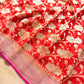 Orange Floral Jaal Banarasi Pure Georgette Saree