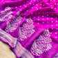Purple Shaded Silver Zari Flower Big Buta Banarasi Pure Georgette Saree