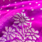 Purple Shaded Silver Zari Flower Big Buta Banarasi Pure Georgette Saree