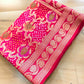 Red Double Shaded Bandhani Weaved Meenakari Banarasi Pure Georgette Saree