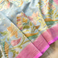 Grey Multicolor Brush Dye Banarasi Pure Georgette Saree
