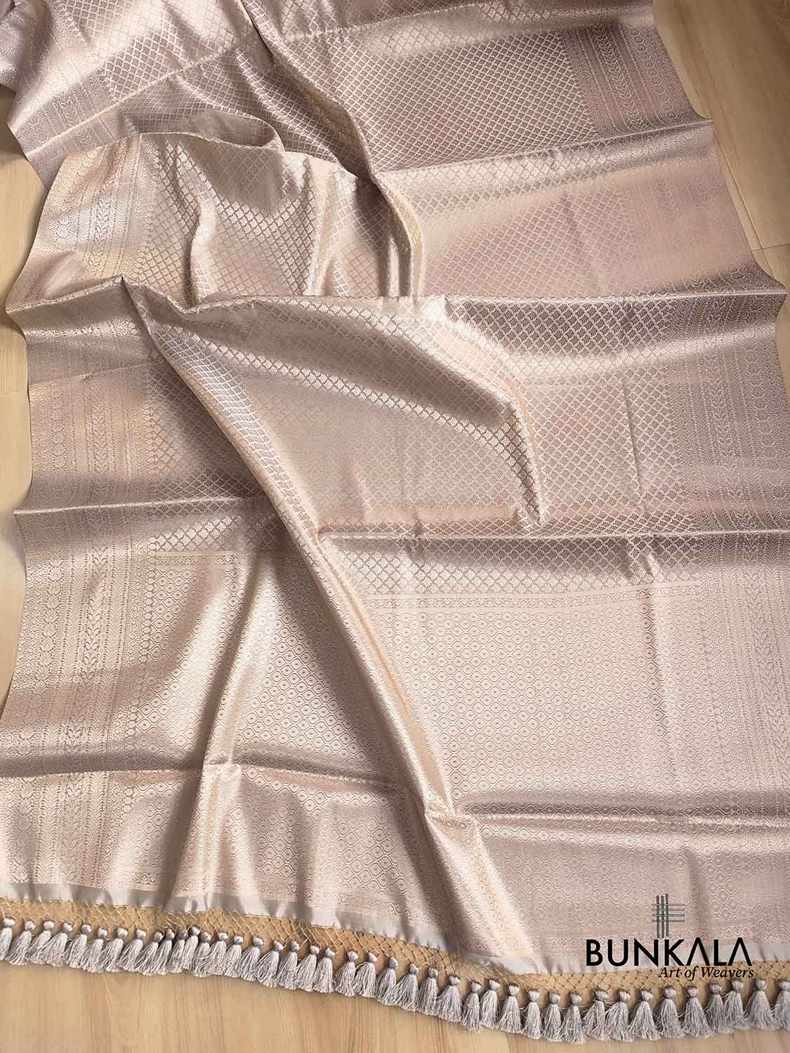 Grey Brocade Weaved Silk Banarasi Saree