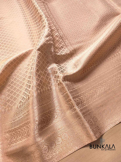 Peach Brocade Weaved Silk Banarasi Saree