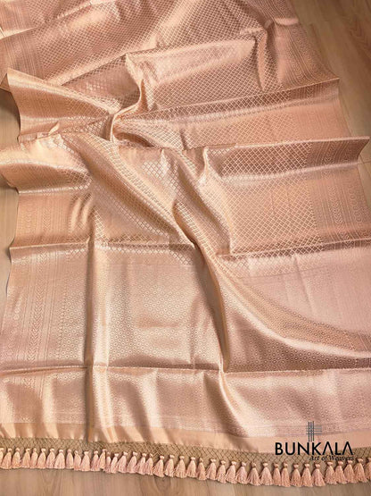 Peach Brocade Weaved Silk Banarasi Saree