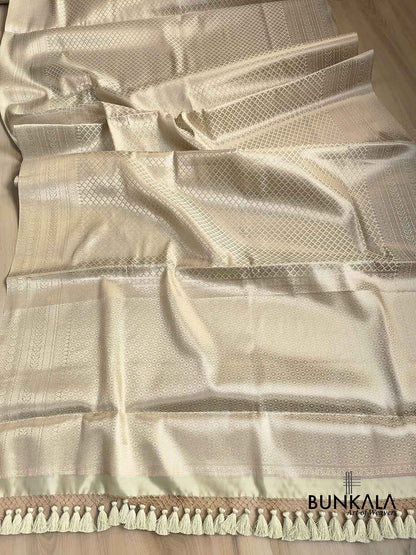 Pastel Green Brocade Weaved Silk Banarasi Saree