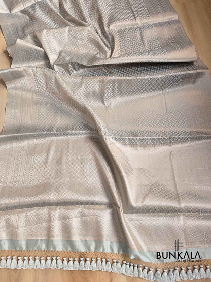 Light Blue Brocade Weaved Silk Banarasi Saree