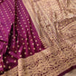 Burgundy Wine Pure Katan Silk Hand Weaved Kadwa Allover Small Buti with Heritage Design Border Banarasi Saree