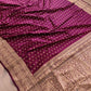 Burgundy Wine Pure Katan Silk Hand Weaved Kadwa Allover Small Buti with Heritage Design Border Banarasi Saree