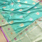 Blue Dual Shade Pure Katan Silk Hand Weaved Kadwa Allover Sona Rupa Rose Buta Meenakari Banarasi Saree