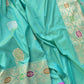 Blue Dual Shade Pure Katan Silk Hand Weaved Kadwa Allover Sona Rupa Rose Buta Meenakari Banarasi Saree