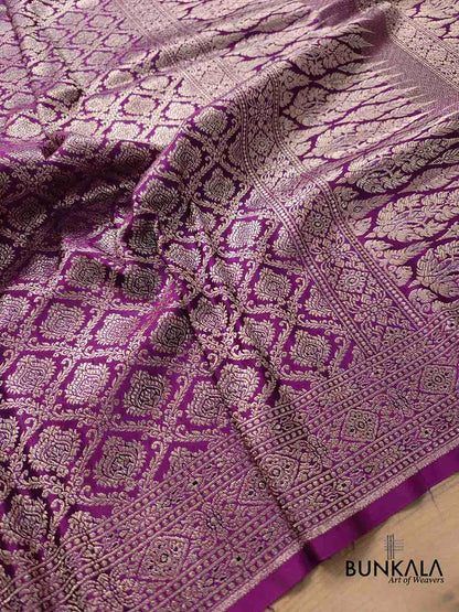 Resplendent Purple Mashru Silk Banarasi Saree