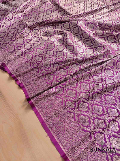 Resplendent Purple Mashru Silk Banarasi Saree