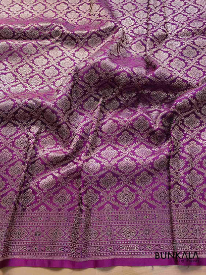 Resplendent Purple Mashru Silk Banarasi Saree