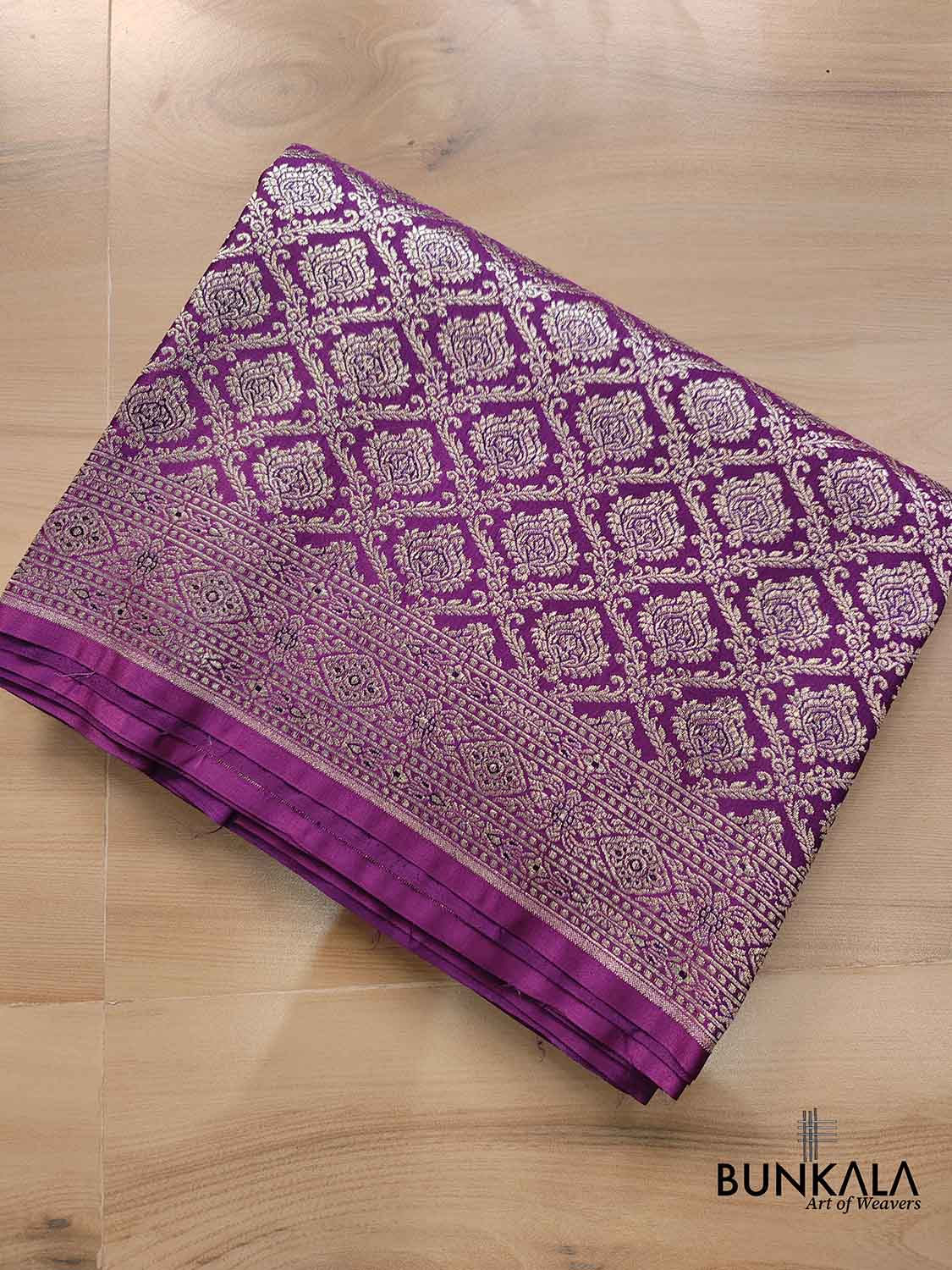 Resplendent Purple Mashru Silk Banarasi Saree