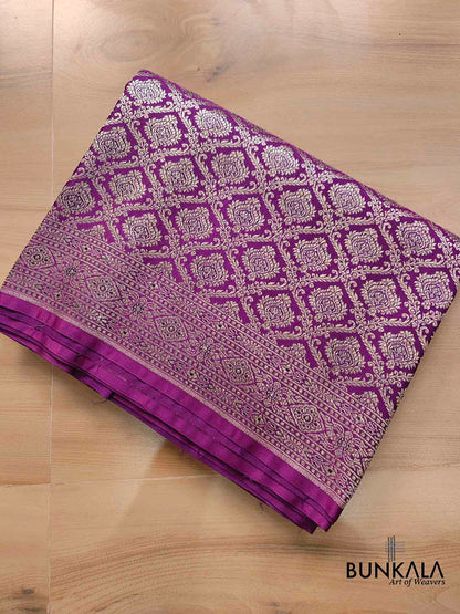 Resplendent Purple Mashru Silk Banarasi Saree