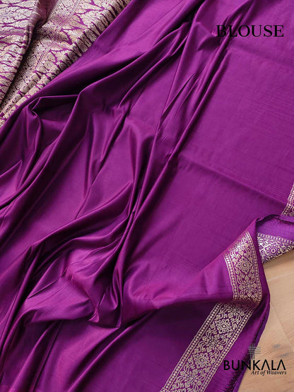 Resplendent Purple Mashru Silk Banarasi Saree