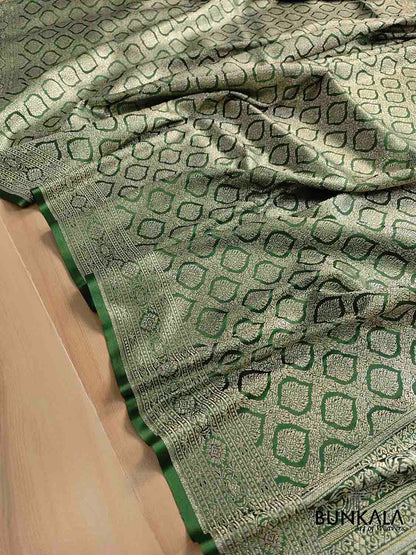 Nature's Grace Green Mashru Silk Banarasi Saree