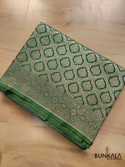 Nature's Grace Green Mashru Silk Banarasi Saree