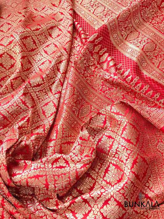 Red Banarasi Mashru Silk Saree