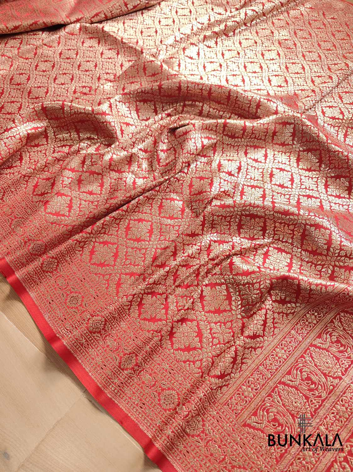 Red Banarasi Mashru Silk Saree